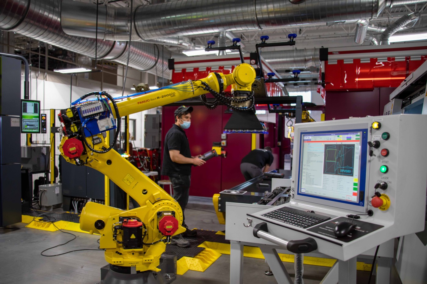 Student working in a robotics lab