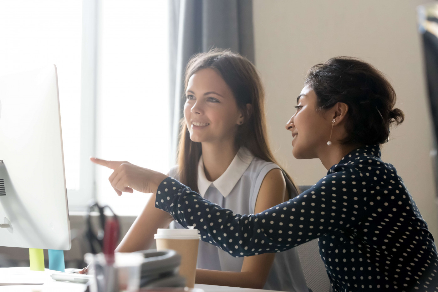 Women studying working office